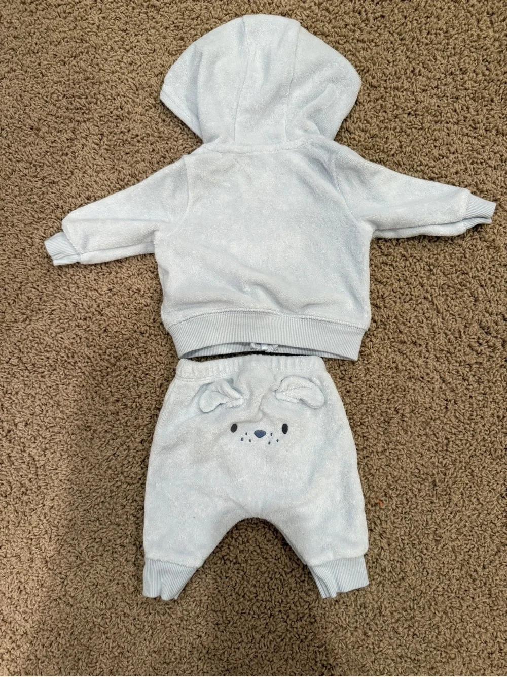 Carter’s Newborn Blue Terry Cloth Cotton Puppy Dog Zip-Up Hoodie & Sweatpants